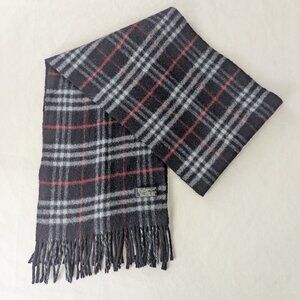 Burberry's Unisex Lambswool Scarf Blue – Classic Plaid – Used – Soft Warm Luxury